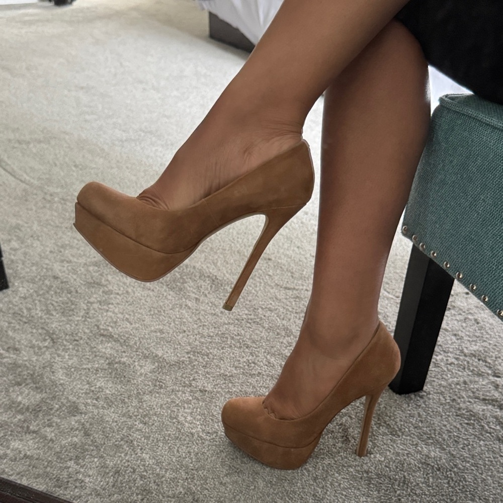 Bakers Brown Suede Platform Stiletto Pumps